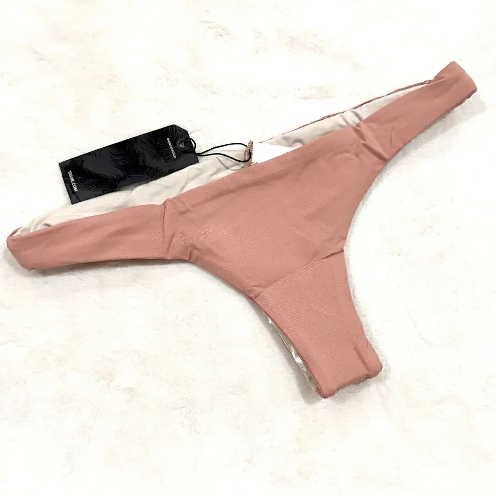 NWT Tavik Ali Mini Swim Bottom Textured Chevron in Rose Dawn - Extra Small
